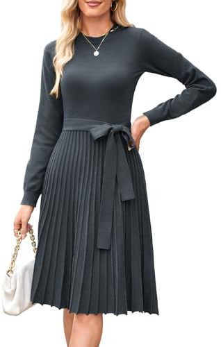 Arach&Cloz Jumper Dress for Women UK Long Sleeve Winter Knitted Dresses Elegant Fall Sweater