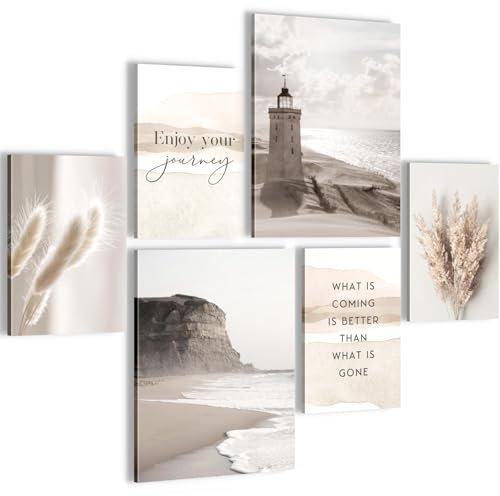 Novart Tableaux Decoration Murale Ensemble Mer de Bohème Tabloeau - PRÊT À ÊTRE ACCROCHÉ - Aucun Cadre Nécessaire - Chambre Salon Cuisine - N033763a