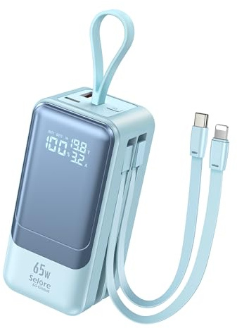 Batterie Externe 65W, Power Bank Charge Rapide Chargeur Portable Powerbank USB-C Input & Output avec 4 Ports, Affichage LED, Compatible avec iPhone 17 16 15 14 13 Samsung Galaxy MacBook iPad Pro etc