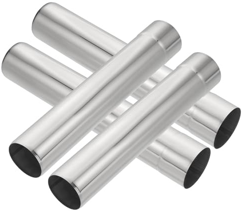 PATIKIL 2.36 Inch Stove Pipe, 4Pcs Stainless Steel Thickened Lengthen Straight Tent Stove Chimney Pipe Flue for Camping Stove Vent Smoke Exhaust, 12.6 Inch Length