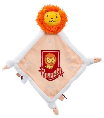 Rainbow Designs Harry Potter Gryffindor Comfort Blanket for Newborns - Soft Plush Comforter with Lion Head and Crest - Baby Snuggle Blanket with Knotted Corners & Tactile Tags