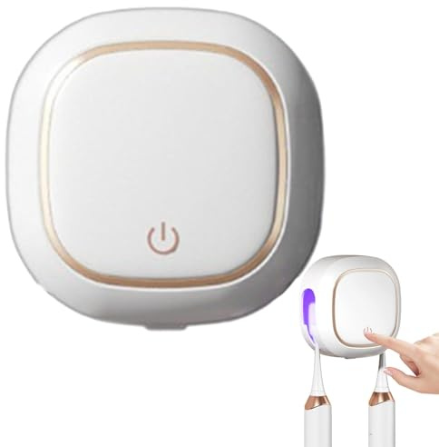 Intelligenter UV-Zahnbürsten-Sterilisator, kabelloser UV-Badezimmer-Sterilisator – wiederaufladbarer Sterilisator mit 2 Steckplätzen zur Wandmontage ohne Bohrinstallation, Bürstenstilisator