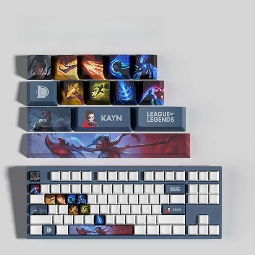 PHJEDXCM LOL - 30 tappi per tastiera meccanica da gioco per PC, incisi al laser, con ogni ritratto passivo e abilità, si adattano a qualsiasi tastiera meccanica (14 tasti KAYN)