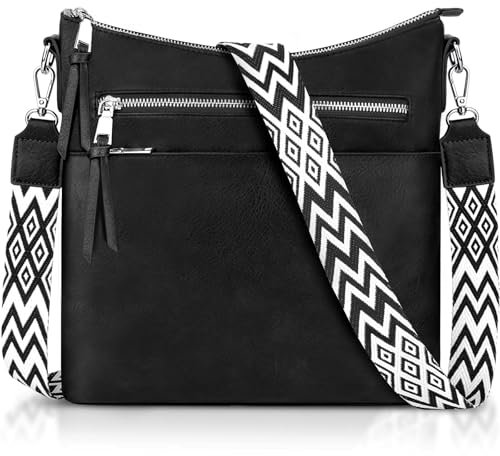 LUROON Umhängetasche Damen Mittelgroß, Leicht Leder Handtasche Damen Kleine mit Vielen Fächern Crossbody Bags Damenhandtasche mit Verstellbar Breitem Schultergurt
