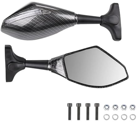 HYRHEV Motorrad Rückspiegel R1 R6 R6S GSXR 600/750 Motorrad Rückspiegel Mit LED Blinker Motorrad Rückspiegel(Carbon Fibre)