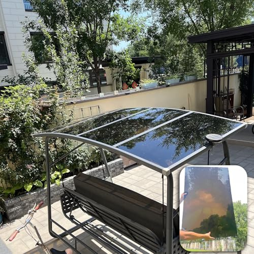 Panneaux de toiture en polycarbonate solides et transparents de 2 mm pour serre, abris de jardin, abris d'auto, marron (1,8 x 4 m)