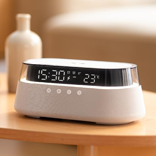 ACTIVPRO Smart Station | 6-in-1 | Wireless Charging Station | Bluetooth Speaker | Clock | Lamp | Radio | 15W Fast Charger | Mobile Phone Charger | Charger for iPhone Samsung Android Phones | Gift