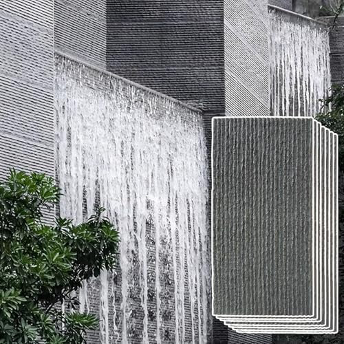 Oracra Wandverkleidung Wasserdicht Pu Wandpaneelen Innen Außen, Spielzimmer Faux Stein Wandpaneele Geriffelte Textur, 3D Effekt Wandverkleidung für Landschaftsbau(Dark Gray,7PCS)