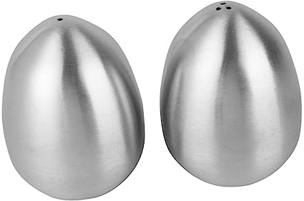 TOPPERFUN Ensemble de 2 Salières et Poivrières en Acier Inoxydable Argenté D'œuf, Anti-rouille, 1 et 3 Trous, pour Décoration de Bureau ou Cadeau de Fête