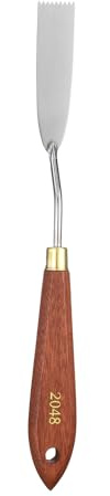 QUARKZMAN Couteaux à Peinture Outil De Peinture 2.76 x 0.67 Lame En Acier Inoxydable En Forme De Larme 8.66 Longueur Spatula Couteaux à Peinture Avec Trou Manche En Hêtre, Rouge/Argent