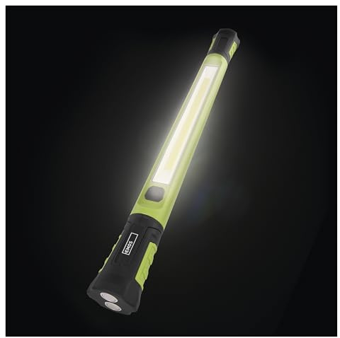EMOS - Lampada da lavoro COB LED ricaricabile - Base magnetica, gancio, regolabile - resistente agli urti, impermeabile - max. 1000 lm, 40 m, 6 h - 2 modalità di illuminazione - con cavo USB - IP43