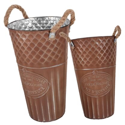 Toddmomy 2piezas Cubo Retro De Hierro para Flores Secas Macetas Balcón Jardín Decoración De Jardín Accesorio para Florero Compacto