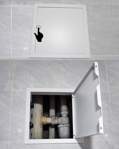 Vibeo Trappe de Visite Panneau D'accès Magnétique pour Carrelage/plaques, Porte D'accès Plomberie 10, 15, 20, 25, 30 cm, Couvercle de Trappe de Révision Métallique(White,15x20cm(5.9x7.9in))