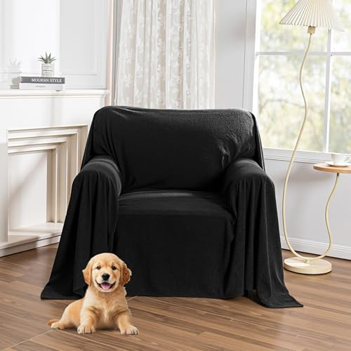 MYSKY HOME Sesselschoner für Relaxsessel - Sofa Überzug 1 Sitzer, Sesselbezug für Zuhause, Sesselüberwurf Armlehnenschoner für Haustieren, Sessel Bezug für Fernsehsessel 180 x 230cm, Schwarz