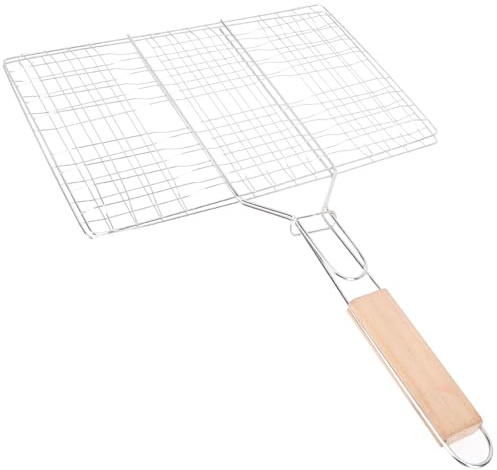 Abaodam Panier de Gril Barbecue Portable Inoxydable avec Poignée Antidérapante pour Poisson Viande et Légumes Accessoire Pratique pour Barbecue Plein Air et Camping Couleur Aléatoire