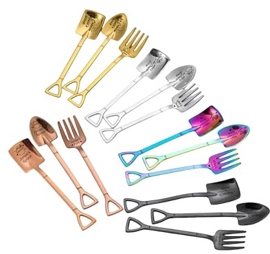 Personalized Ice Cream Scoop and Fork Set Peanut Butter Dessert Utensils, Funny Engraved Stainless Steel Spoon Shovel, 5 Colors，Gift for Moms Dad Birthday Christmas Valentine's Day Gifts