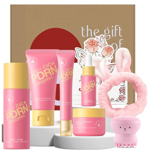 BeauBase PDRN + CICA Set per la Cura della Pelle, 7 Pezzi Set per la Cura del Viso per Donne, Set di Bellezza per la Cura della Pelle per Viso Donna, Set Regalo Idratante, per Glass Glow Elasticità