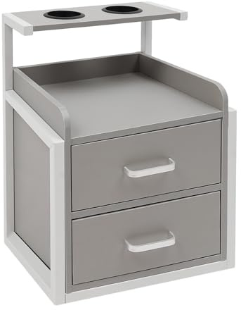 Armario de pared para peluquería, 40 × 30 × 48 cm, armario de herramientas con 2 cajones, estante abierto, 1 estante, almacenamiento para accesorios de peluquería, carga 30 kg, material: placa