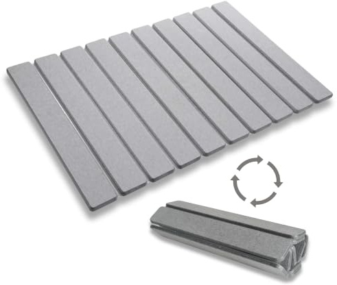 Mafi Home Alfombrilla de Baño Diatomita Flexible 39x60 cm | Alfombra Baño Secado Ultrarrápido Superabsorbente | Enrollable y Fácil de Guardar | Antideslizante | Tapete Baño | Piedra Natural (Gris)