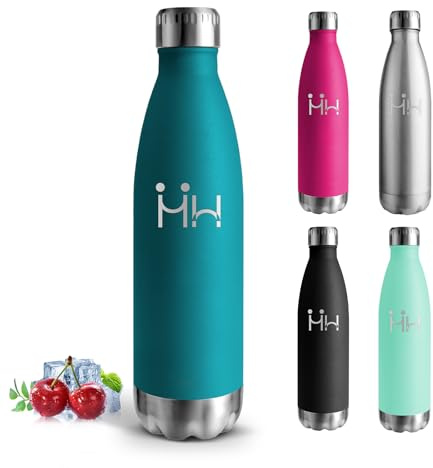 Botella Agua Acero Inoxidable, 500ml Botella Termica, sin BPA, Cantimplora Acero Inoxidable, A Prueba de Fugas, Cantimplora Infantil, Aislamiento al Vacío, para Escuela, Cafetería, Hogar