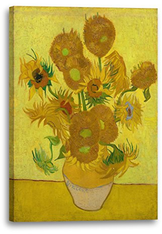 Printed Paintings Stampa su Tela con Telaio (60x80cm): Vincent Van Gogh - Girasoli (1889) - Quadri Moderni