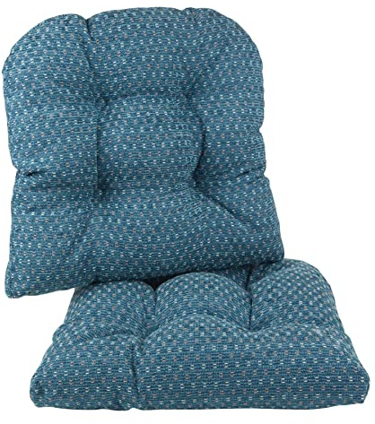 Klear Vu Gripper Overstuffed Universal Non-Slip Dining Chair Cushions for Kitchen Decor or Office Use, U-Shaped Skid-Proof Seat Pad, 15x15 Inches, 2 Count (Pack of 1), Ditzy Dot Wedge Blue
