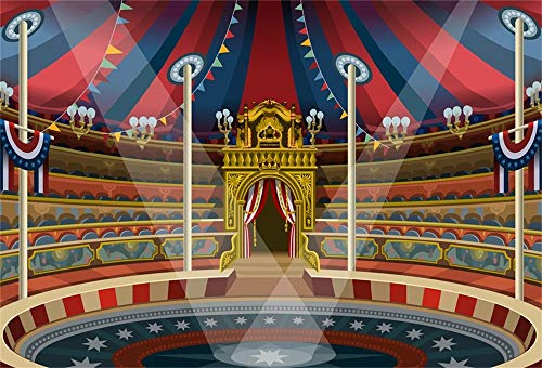 YongFoto 2,2x1,5m Vinyle Toile de Fond Aire Jeu Cirque Spectacle Performance Chapiteau Grande Tente Salle Fond Studio Bannière Photo Party vidéo Enfant Photobooth Accessoires Photographie