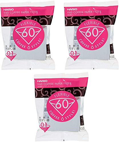 Hario V60 Größe 01 DREI Packungen 100 Weißbuch Kaffeefilter insgesamt 300 Papierfilter 3X VCF-01-100W