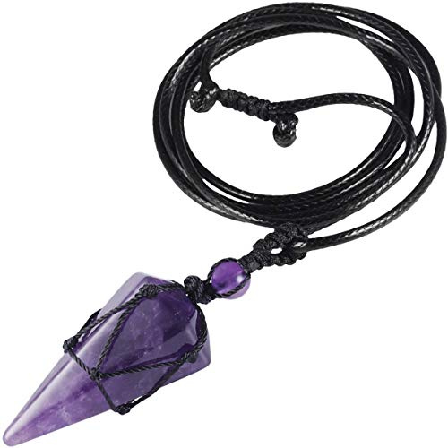 KYEYGWO Sechseckiger Kristall Anhänger Kette Damen Herren Amethyst