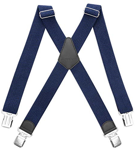 HBselect Men's Braces for Trousers with Heavy Duty Metal Clips | Adjustable Elastic Work/Ski Suspenders | 3.5cm Wide Durable Braces for Men, Business & Casual Wear (One Size Fits All)