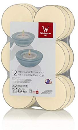 Wiedemann Kerzen Maxi Teelichter Bisquit 21 x Ø 56 mm, 12 Stück, rußarm, hochwertiger Docht, Kerzen Made in Germany