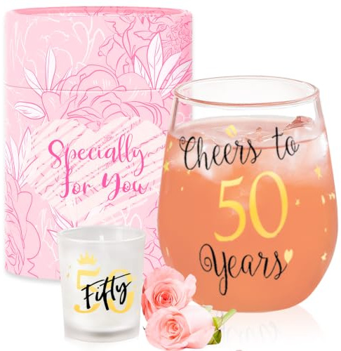 50 cumpleaños divertido Copas de vino sin tallo de oro Regalos para mujeres hombres Regalos para el mejor amigo Aniversario de bodas de fiesta Decoraciones de fiesta (50)