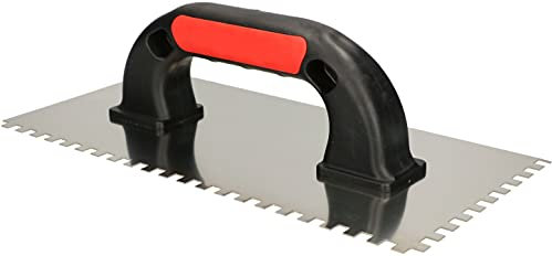 KOTARBAU® Llana dentada de acero inoxidable, 6 x 6 mm / 270 mm, Paleta de alisado con mango de plástico, Peine de diente para colocación de baldosas, Espátula Dentada, Alisadora para azulejos