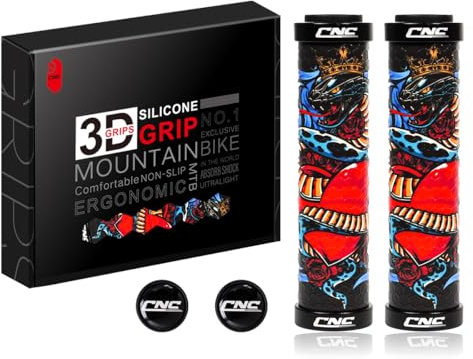 Chooee Puños de Silicona para Bicicleta MTB puños para Manillar de montaña Grips 3D-DSS