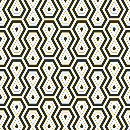 Papier peint graphique noir blanc & jaune | Tapisserie géométrique rétro pour bureau | Papier peint rétro intissé noir & blanc