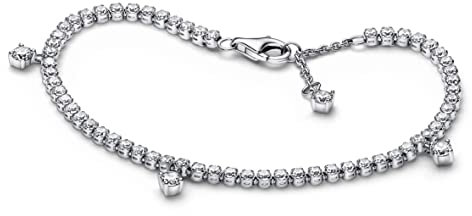 PANDORA Funkelnde Tropfen Tennisarmband in Sterling-Silber mit Künstlichen Kristallen, Gr.18, 592401C01-18