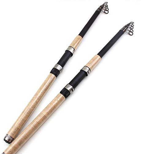 CEFPOD Angelrute,Teleskop Angelrute 2.1M-4.5M Carbon Tele Angelruten Spinn Angelrute Köder Gewicht 30-150g Holzgriff Sea Rock Angeln (Size : 210cm)