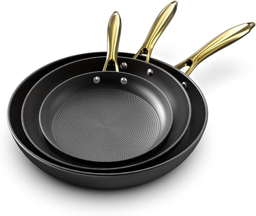 imarku 3 Pcs Non Stick Frying Pans Set, 8+10+12 Inch Nonstick Cast Iron Skillets with Stay Cool Metal Handle, Dishwasher & Oven Safe, Induction Compatible Cooking Pan