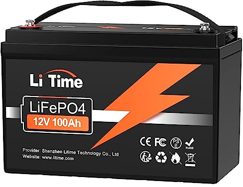 LiTime 12V 100Ah LiFePO4 Batterie, 1280Wh Lithium Akku mit 100A BMS, Max. 15000 Zyklen Ladezyklen, Unterstützung in Serie/Parallelschaltung, Perfekter Ersatz für Blei-Säure für Wohnmobile, Solaranlage