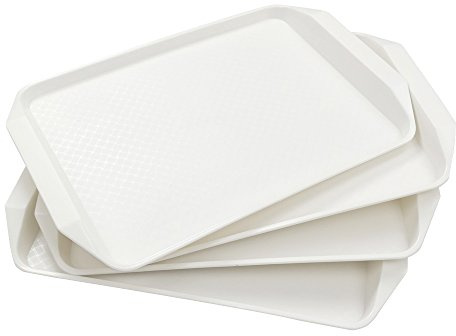 Lesbin Lot de 4 plateaux de service rectangulaires en plastique pour restauration rapide, blanc