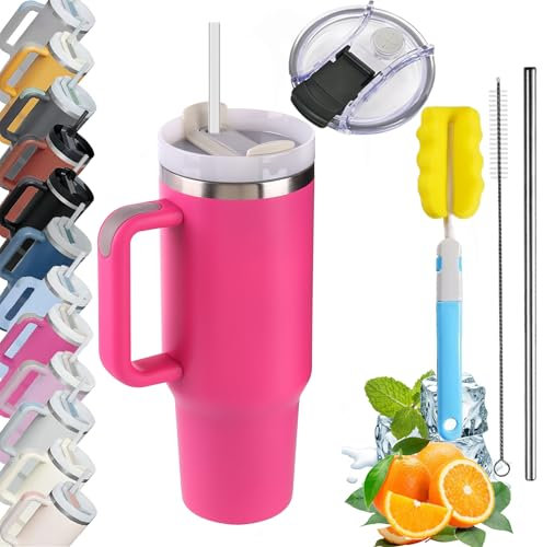 Farberly 6Pcs thermobecher mit strohhalm isolierbecher mit strohhalm und henkel,Kaffeebecher für unterwegs,Thermobecher,Autobecher, Trinkbecher, Reisebecher mit Henkel und Strohhalm kostenloser