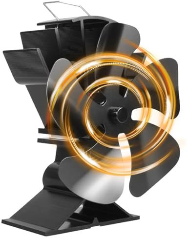 Tomersun Holzofenventilator für Buddy Heizung, 5 Flügel, Ofenventilator, wärmebetriebener Kaminventilator für Holzofen/Holzofen/Kamin (zusätzliche Halterung im Lieferumfang enthalten)