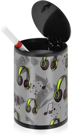 Love Music Fun 80er Jahre Aschenbecher für Zigaretten mit Deckel Edelstahl Tragbares Autozubehör Aschenbecher mit Abdeckungen Outdoor für Strand Küche Reisen