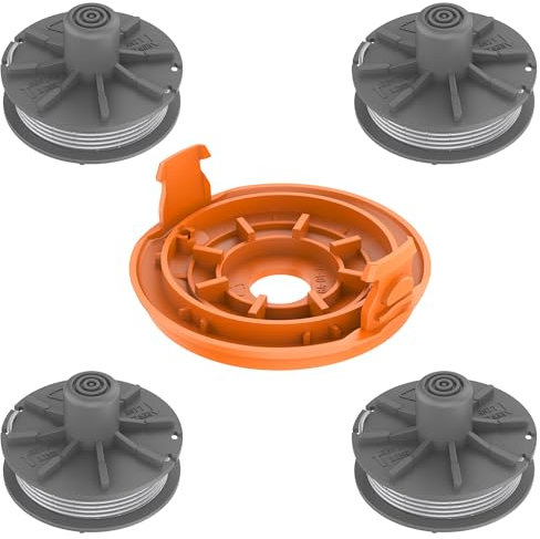 EVENLINKICS Rasentrimmer Fadenspulen 5307-20,Kompatibel mit für Gardena Rasentrimmer 9807, 9808, 9809, 9827, 8846, 8847, 8848, 9870, 9872, 9874 (4 Fadenspulen + 1 Trimmerabdeckung)