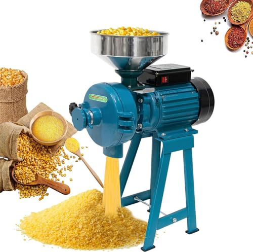 Electric Feed Mill Dry Grain Mill Grinder - Multifunctional Indian Mixer Grinder for Coffee, Wheat, Spices - Includes Funnel for Easy Grinding - High-Efficiency Feed Machine for Nut, Rice, Herbs