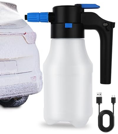 Quorium Electric Foam Sprayer, 1.5 L Battery Powered with USB Rechargeable for Car Cleaning - Cordless Pump Generator