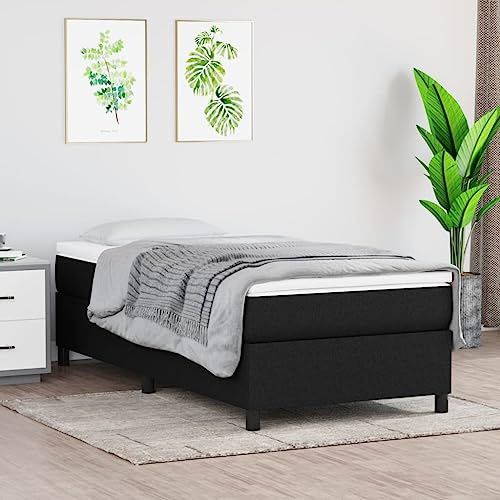 CKioict Palettenbett Modernes Bettgestell Jugendbett Boxspringbett mit Matratze Schwarz 90x200 cm StoffGeeignet für Arbeitszimmer, Wohnzimmer, Hotel