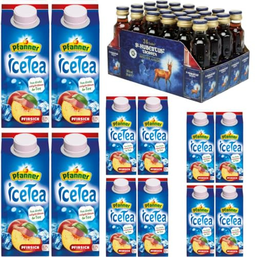 Mit St. Hubertus Likör Geschenk (24 Flasche), Pfanner Ice Tea Pfirsich Eistee & Teemischgetränke 750 Mililiter x 12 STÜCK mit Pufai Grocery