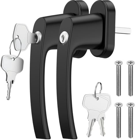 GETLITOOL 2X Manilla de Ventana Negro Manijas para Ventanas de Aluminio Cerradura de Ventana oscilobatiente Manijas de Puerta de Balcón Forma Simple de Moda Blanca para Seguridad Infantil Antirrobo