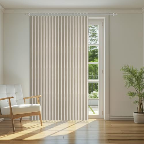 Jilron 100% Blackout Curtains Patio Door Curtain Accordion Door Sliding Door Curtains Extra Wide Blackout Curtains Used for Room Divider(Off-White 98 W x 84 L)